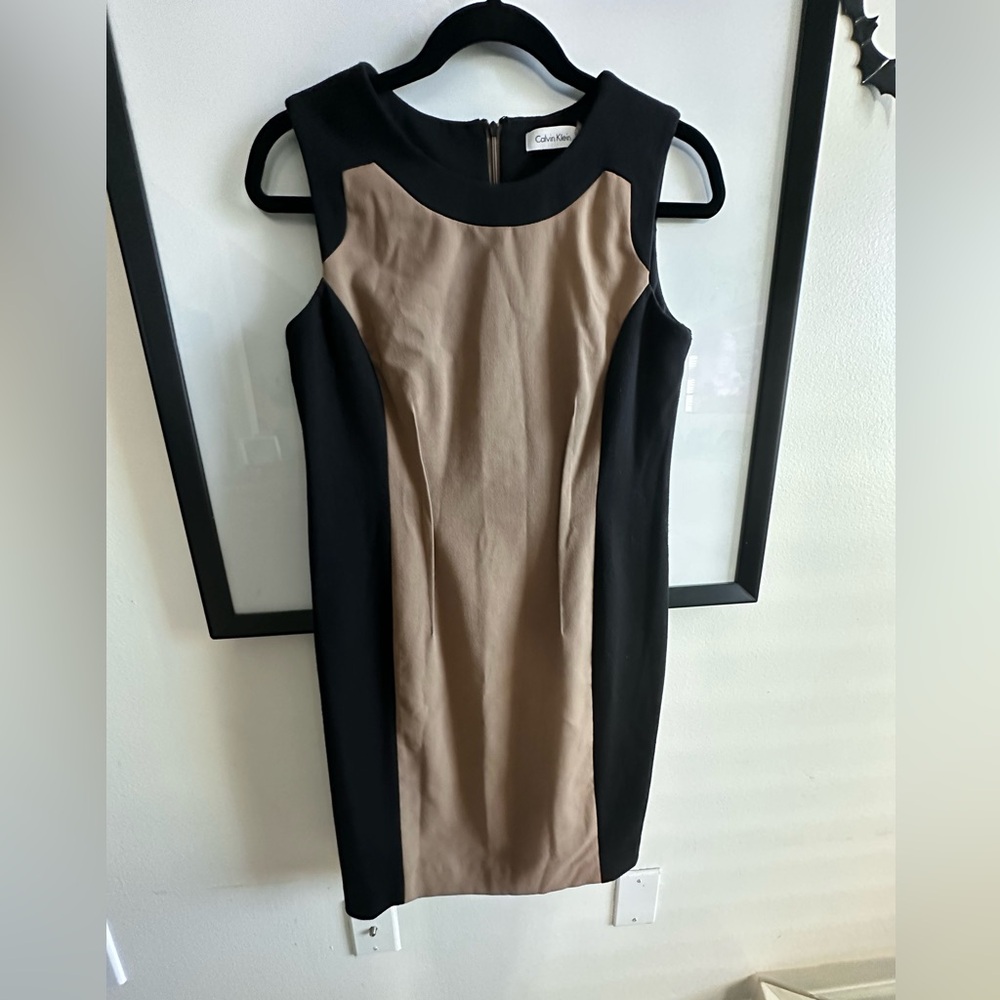 NWOT Calvin Klein Black and Tan Dress Size 6P
